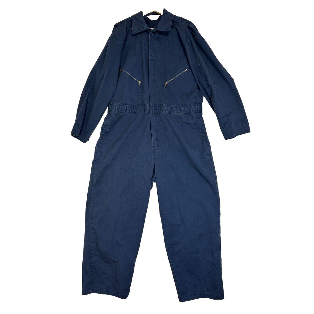 Vtg Walls Master Made Navy Coveralls Jumpsuit Mechanic‎ Workwear L/XL Short